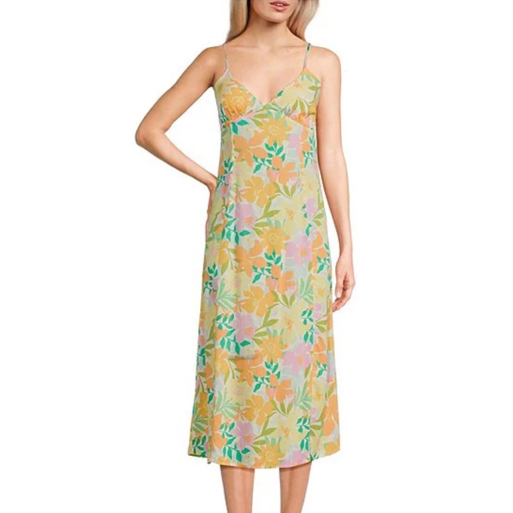 Billabong Sumer Shine Printed Midi Dress Tropical Floral Size Small